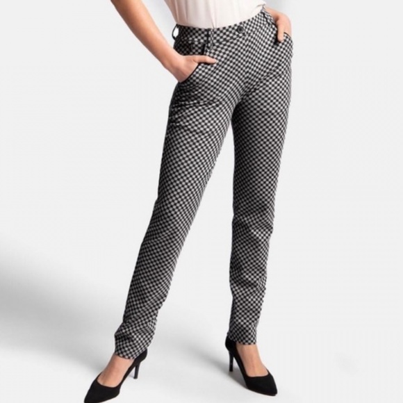 Betabrand Catstooth Dress Yoga Pants Black White Cat Print Size Small Petite - Picture 2 of 13